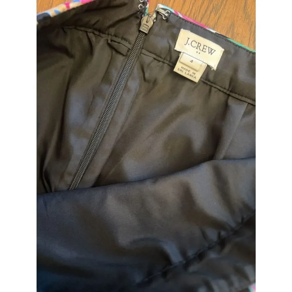 J. Crew Floral Print Pencil Skirt - Black with Turquoise & Pink size 4